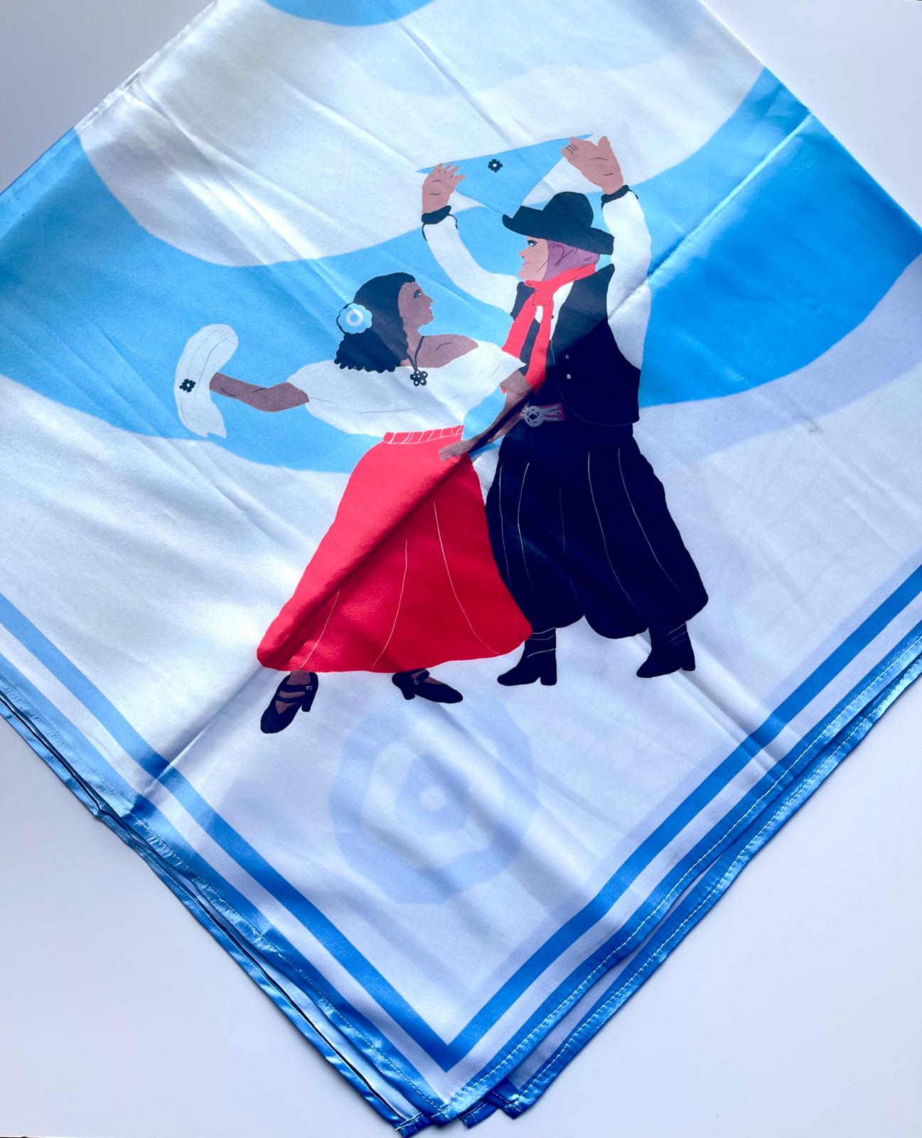 Argentine Silk Scarf – Sol de Mayo & Folklore Dance-Bandana-Argentina Flag Shawl