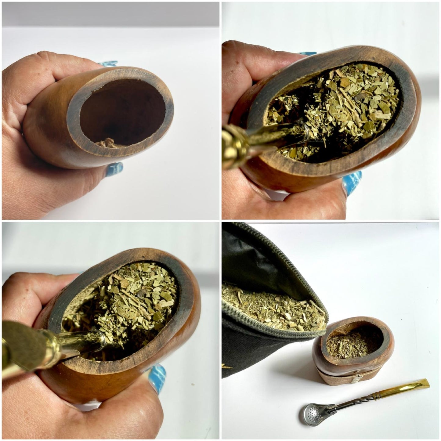 Rare Smoked Mate Galleta Gourd | Traditional Argentine Calabash Cup, Leather Base, ARGENTINA