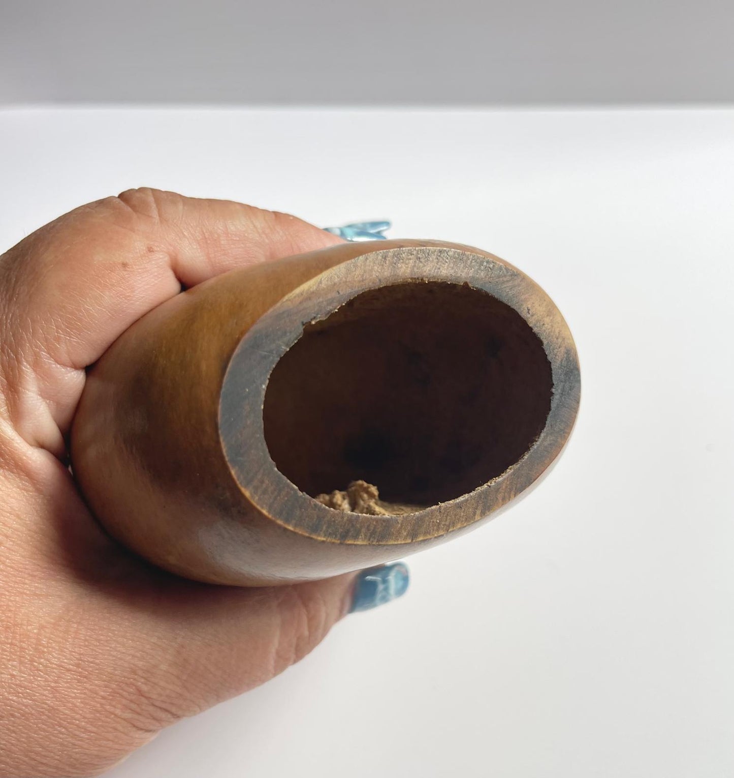 Rare Smoked Mate Galleta Gourd | Traditional Argentine Calabash Cup, Leather Base, ARGENTINA