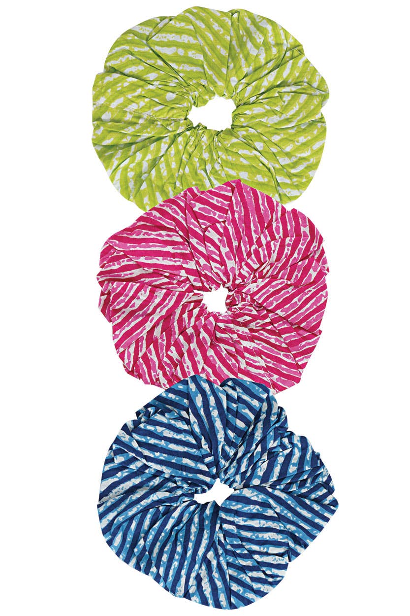 Leheria Cotton Scrunchies, Set of 3, India