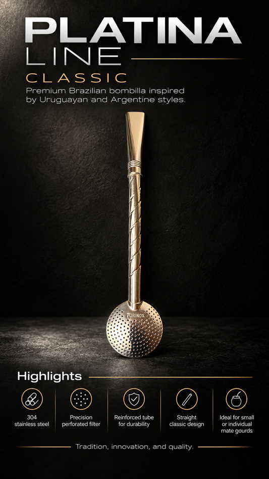 Purinox Classic Cincelado Bombillón-Premium Stainless Steel Mate Straw, Brazilian Yerba Mate Bombilla