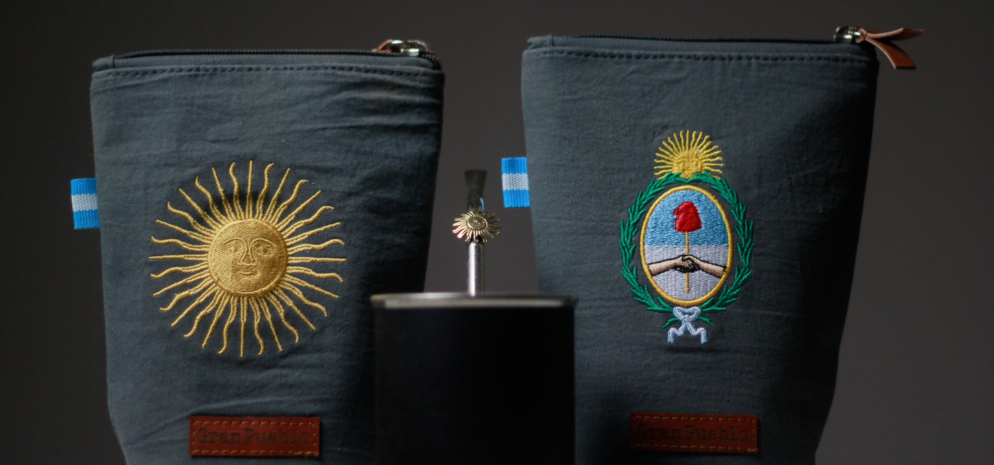 National Coat of Arms-Yerba Mate Bag – Handmade, Waterproof, Leather Detail, Yerbero, Argentina