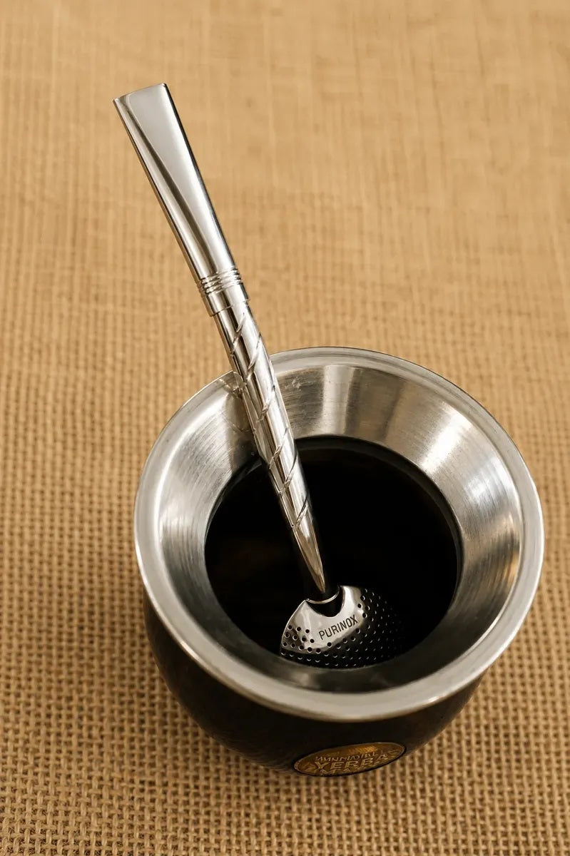 Purinox Classic Cincelado Bombillón-Premium Stainless Steel Mate Straw, Brazilian Yerba Mate Bombilla
