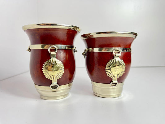 Sun of May Mate-Handmade Calabash Mate Cup-Alpaca Sol de Mayo, Argentina