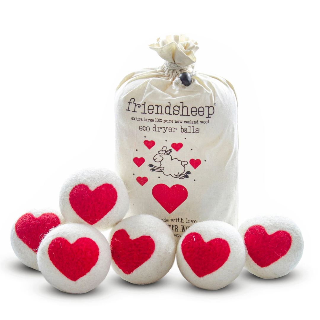 Eco Dryer Balls (6 RED HEARTS), One Love, New Zealand