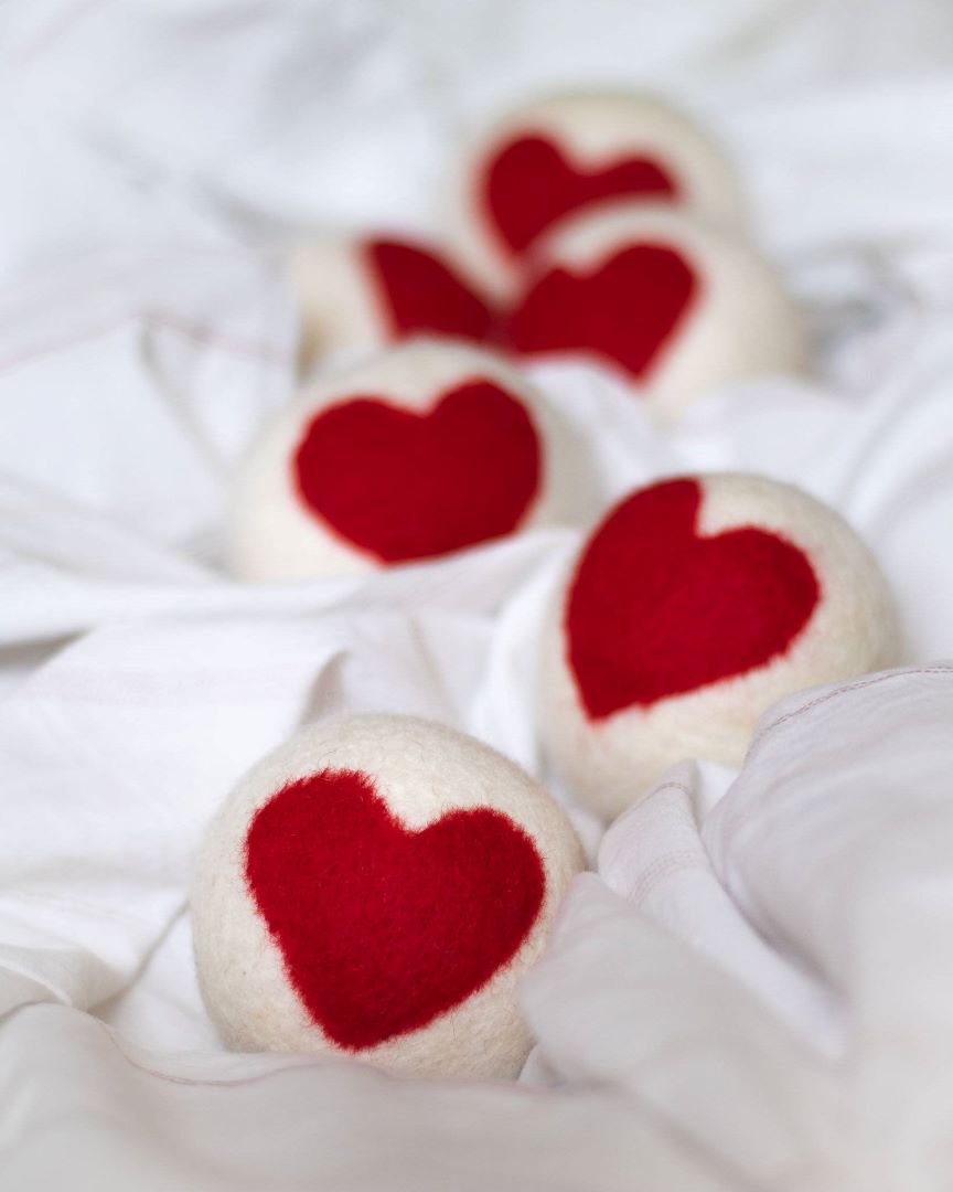 Eco Dryer Balls (6 RED HEARTS), One Love, New Zealand