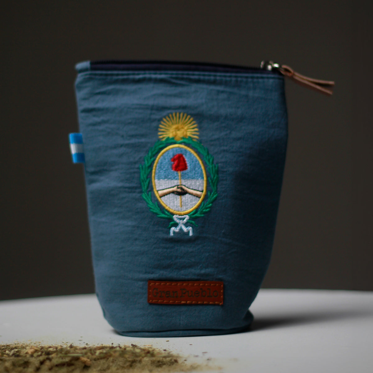 National Coat of Arms-Yerba Mate Bag – Handmade, Waterproof, Leather Detail, Yerbero, Argentina
