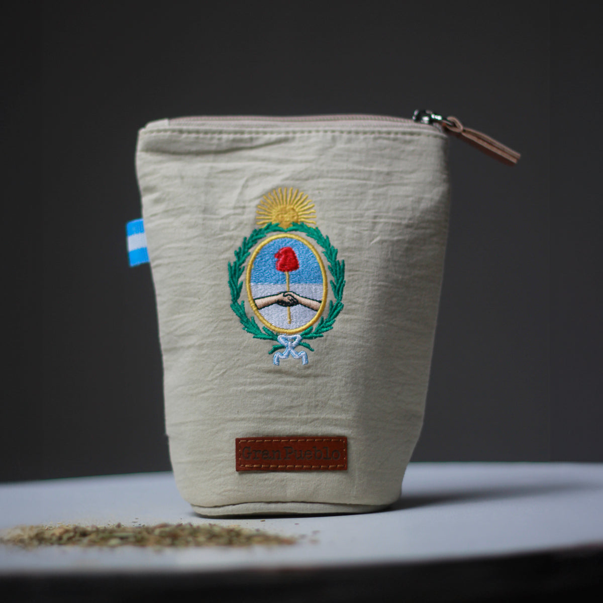 National Coat of Arms-Yerba Mate Bag – Handmade, Waterproof, Leather Detail, Yerbero, Argentina