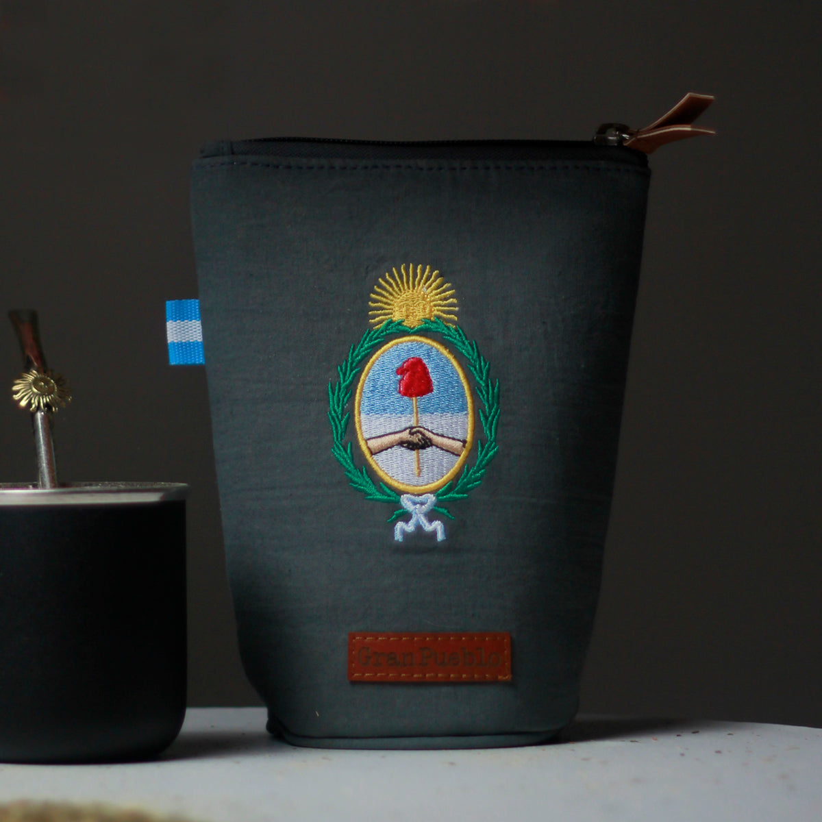 National Coat of Arms-Yerba Mate Bag – Handmade, Waterproof, Leather Detail, Yerbero, Argentina