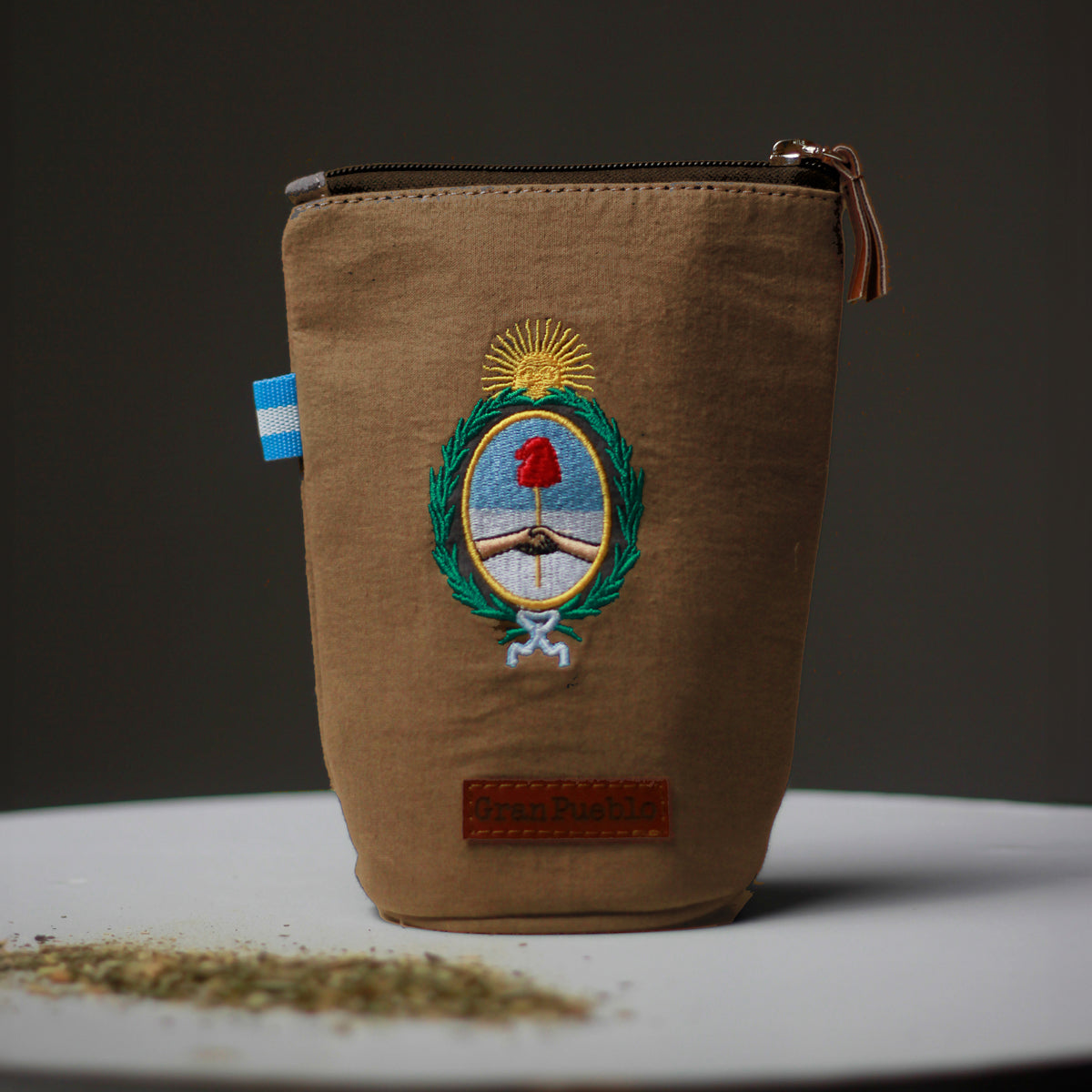 National Coat of Arms-Yerba Mate Bag – Handmade, Waterproof, Leather Detail, Yerbero, Argentina