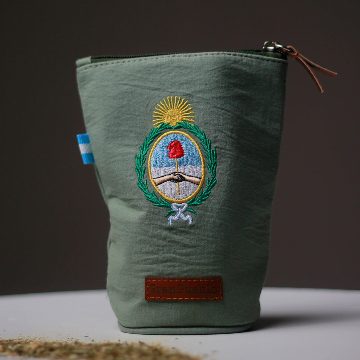 National Coat of Arms-Yerba Mate Bag – Handmade, Waterproof, Leather Detail, Yerbero, Argentina