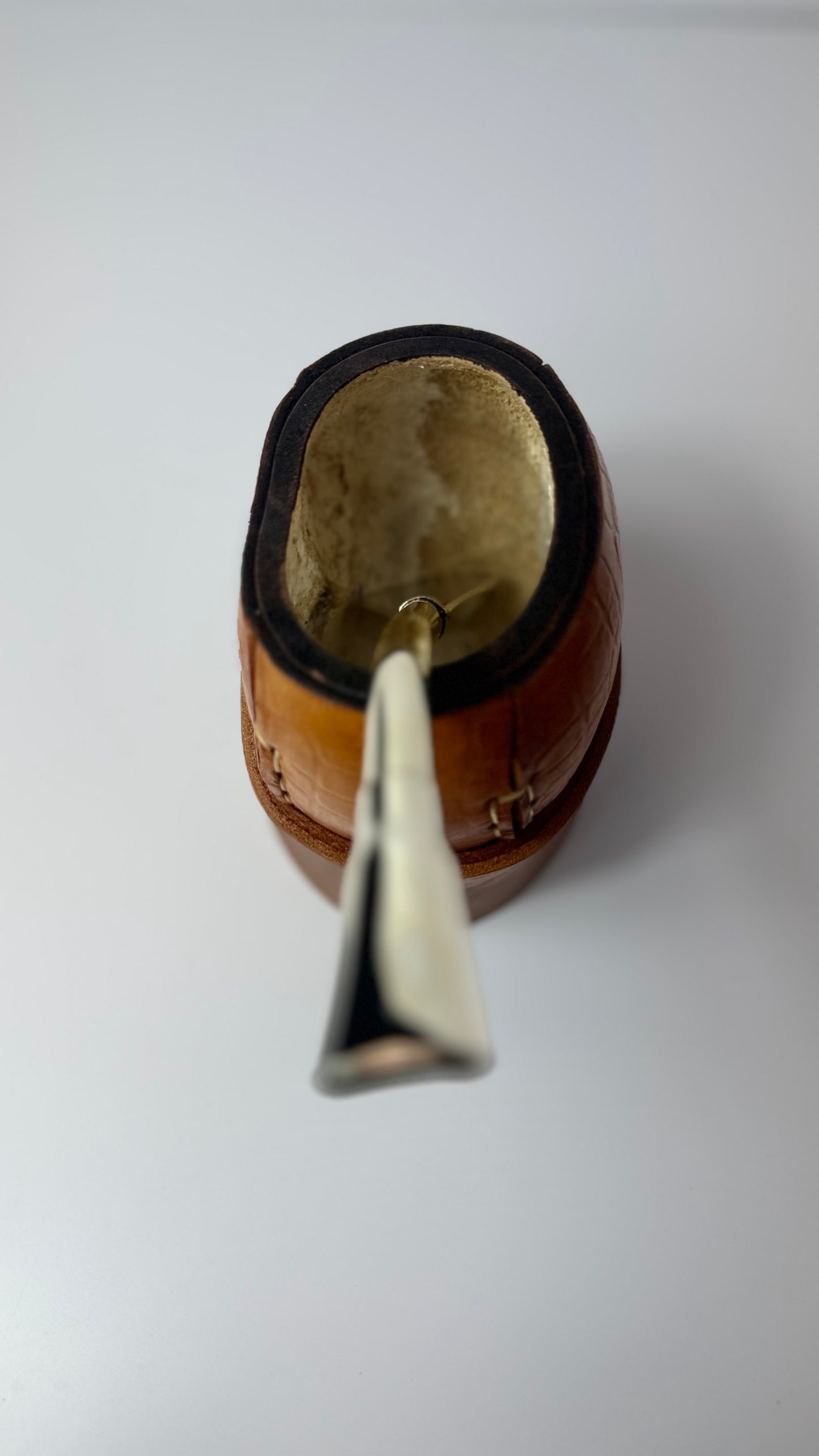 Mate Galleta – Handmade Leather Wrapped Calabash with Matching Base, ARGENTINA