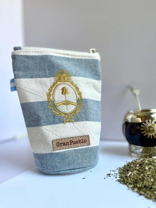 Vintage Argentine Yerbero-Golden COAT OF ARMS / Escudo Embroidery, Argentina
