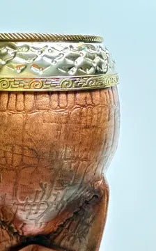 Luxury Torpedo Mate - Uruguayan Gourd, Hand-Chiseled Ferrule, Hand-Stitched Leather - Collector’s Edition