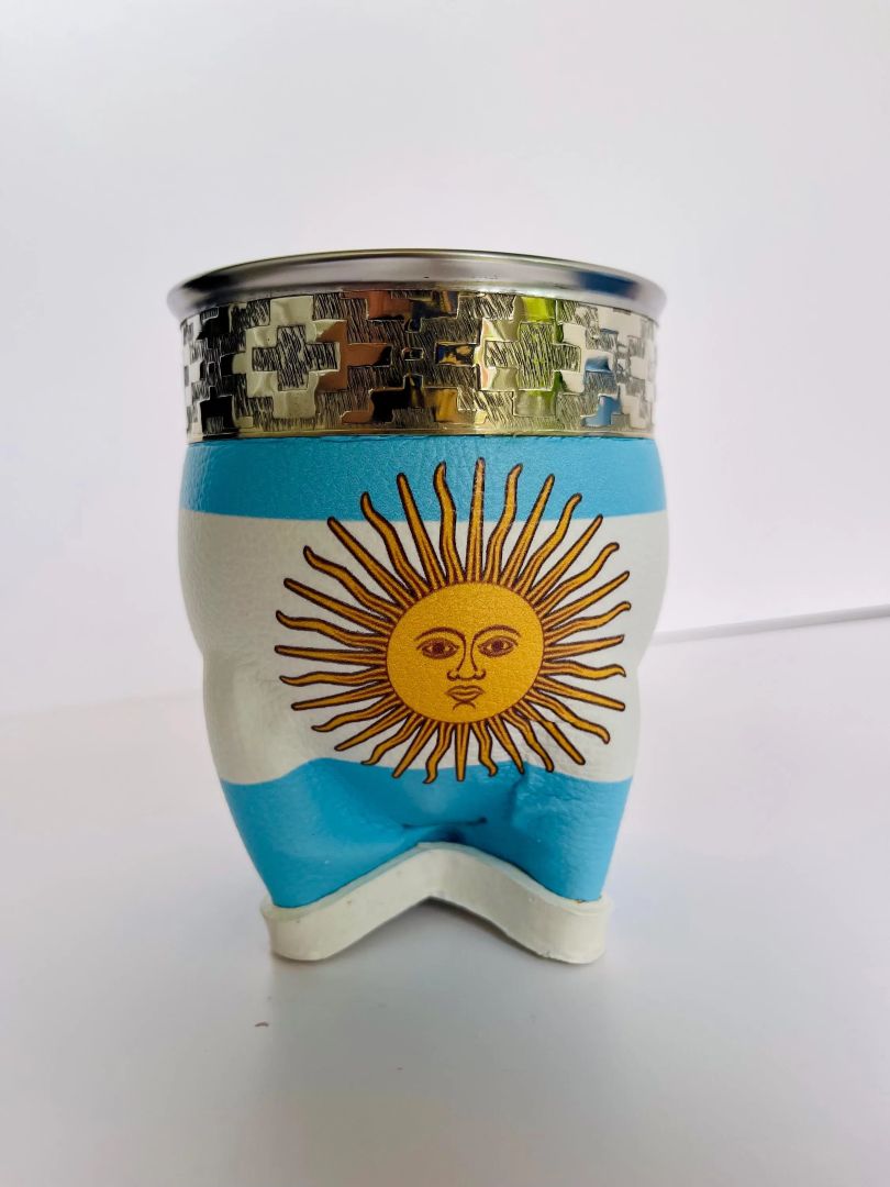 Argentine Mate Gourd: Leather Wrapped Calabash with Alpaca Rim