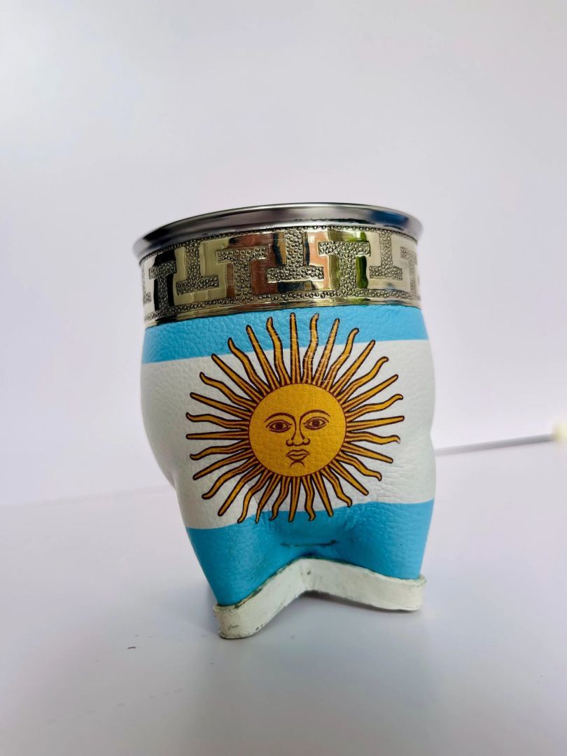 Argentine Mate Gourd: Leather Wrapped Calabash with Alpaca Rim