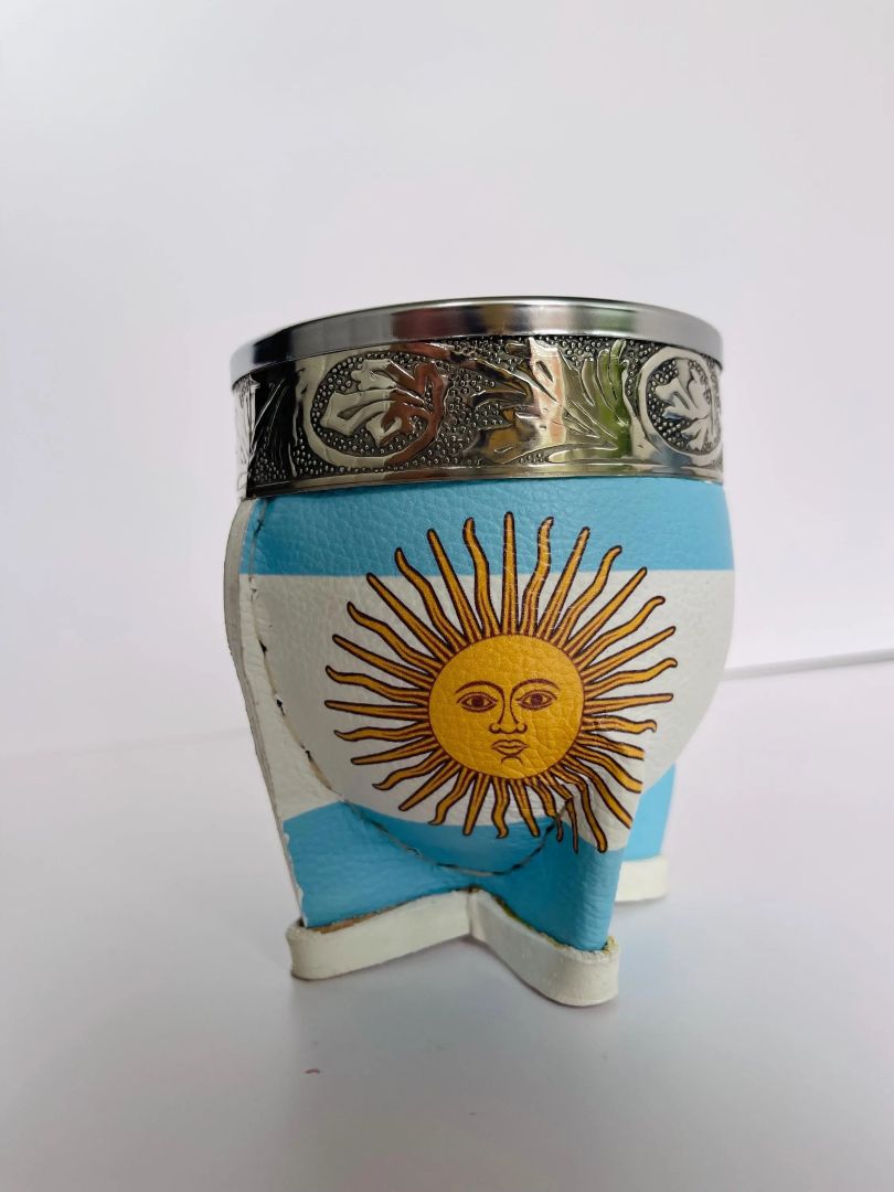 Argentine Mate Gourd: Leather Wrapped Calabash with Alpaca Rim