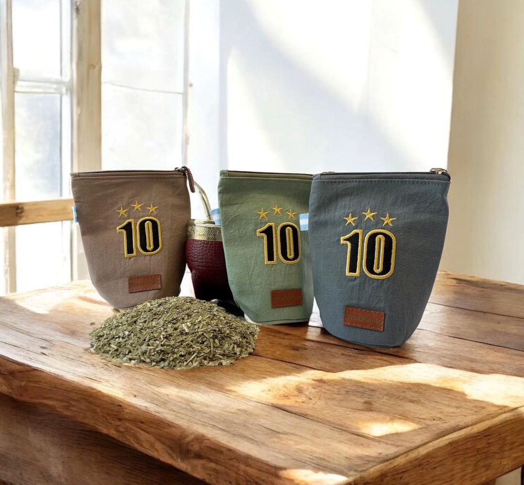 Yerba Mate Holder: 10 three starts-Handmade Cotton, Leather Closure - San Juan, Argentina