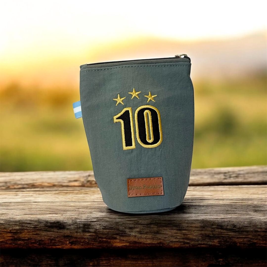 Yerba Mate Holder: 10 three starts-Handmade Cotton, Leather Closure - San Juan, Argentina
