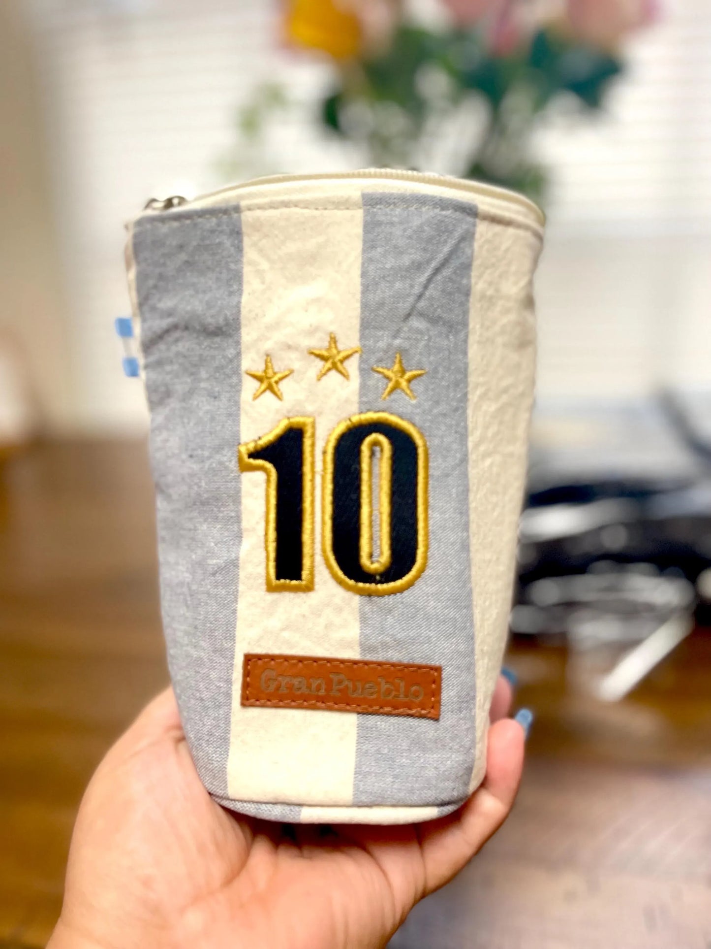 Yerba Mate Holder: 10 three starts-Handmade Cotton, Leather Closure - San Juan, Argentina
