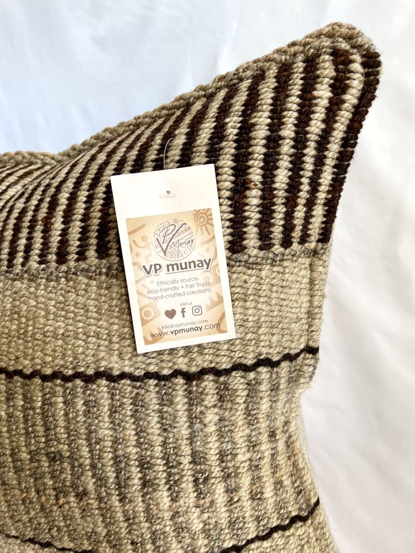 Throw Pillowcase, Aguayo's Cushion Cover, Natural and Black, Bolivia/Peru