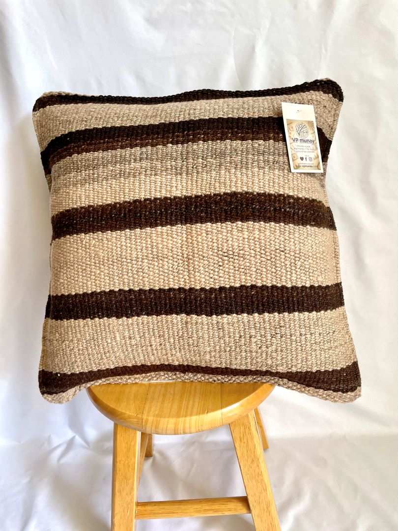 2 Throw Pillowcase, Aguayo's pillowcase, Natural and Black, Bolivia/Peru