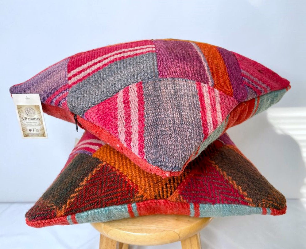 2 Throw Pillowcases, Aguayo's Cushion Covers, Multicolor, Bolivia