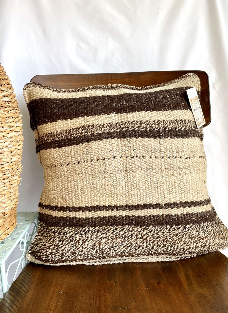 Throw Pillowcase, Aguayo's Cushion Cover, Natural and Black, Bolivia/Peru