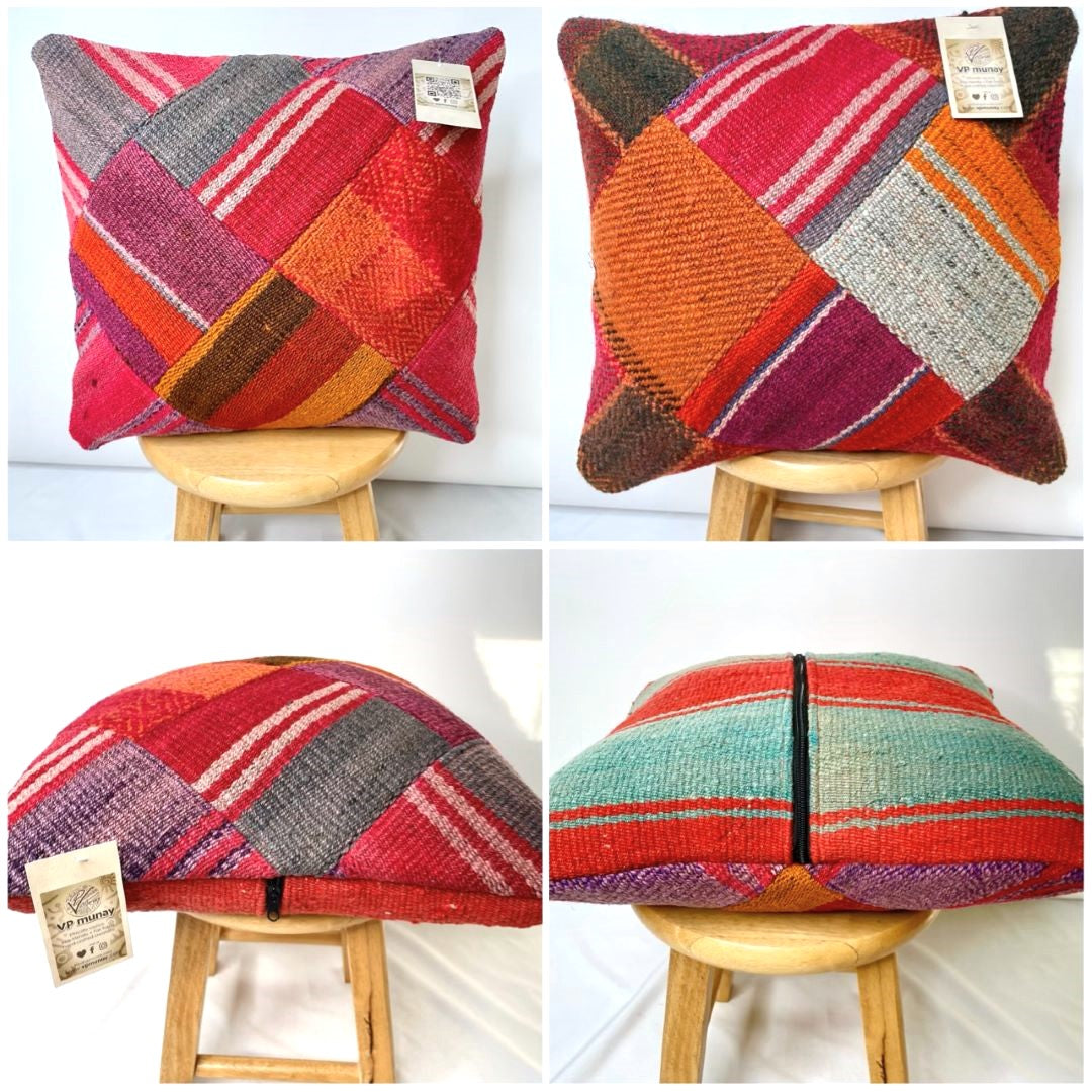 2 Throw Pillowcases, Aguayo's Cushion Covers, Multicolor, Bolivia
