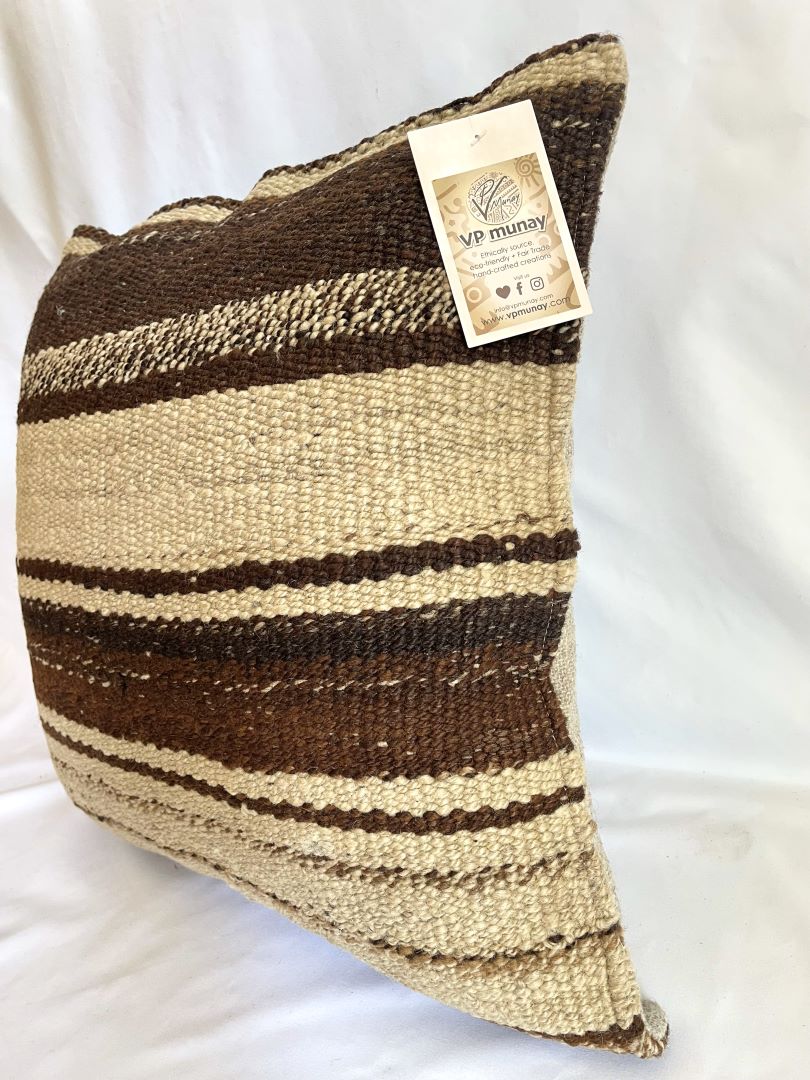 2 Throw Pillowcase, Aguayo's pillowcase, Natural and Black, Bolivia/Peru