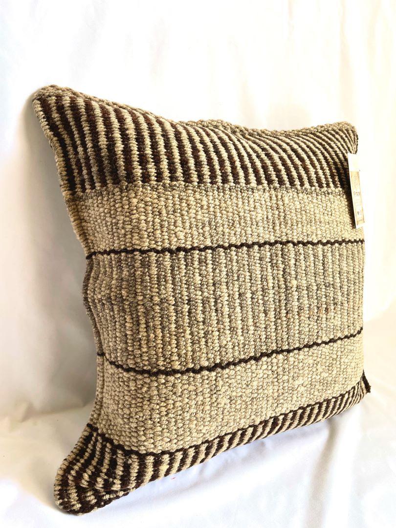 Throw Pillowcase, Aguayo's Cushion Cover, Natural and Black, Bolivia/Peru
