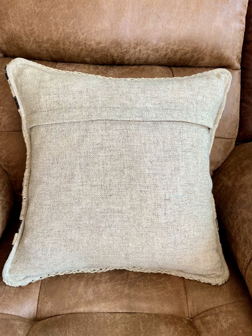 Throw Pillowcase, Aguayo's Cushion Cover, Natural and Black, Bolivia/Peru