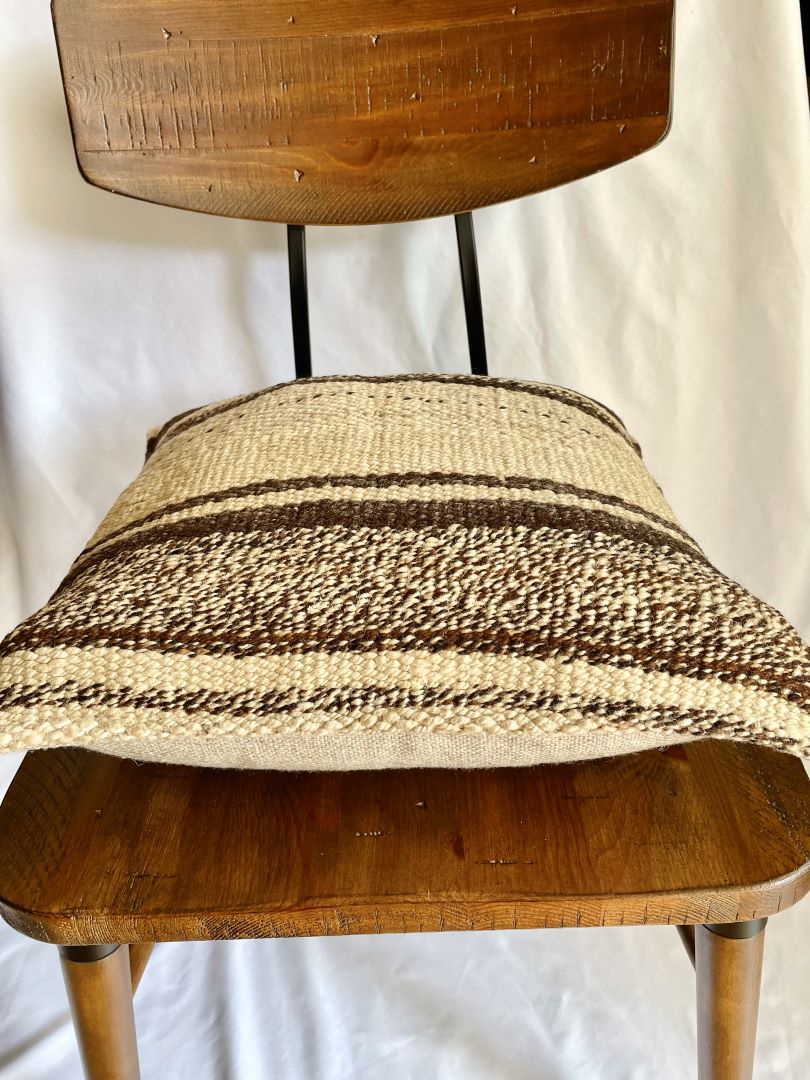 Throw Pillowcase, Aguayo's Cushion Cover, Natural and Black, Bolivia/Peru