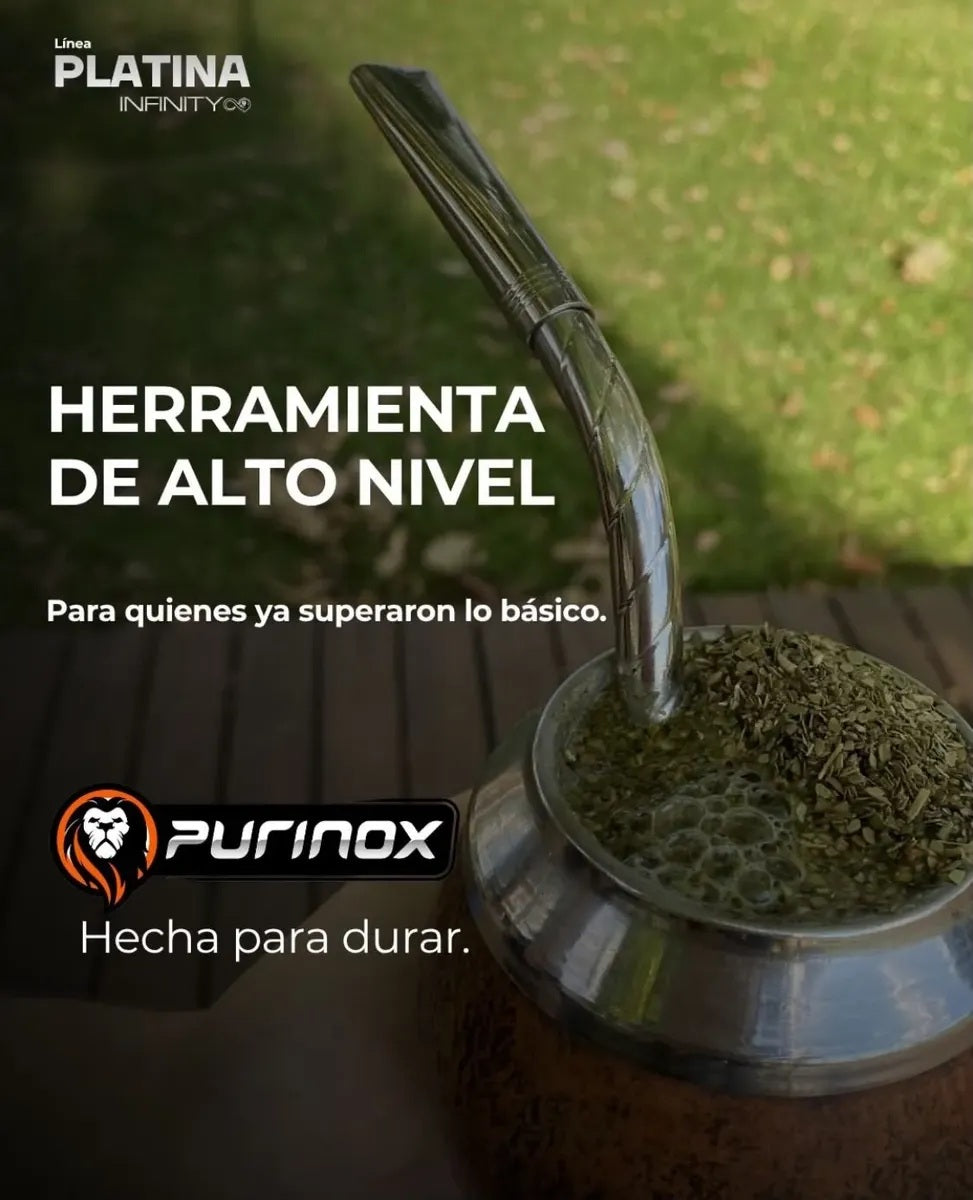 Purinox Pico de Loro Cincelado Bombillón-Premium Stainless Steel Mate Straw-Brazilian Yerba Mate Bombilla, Brazil