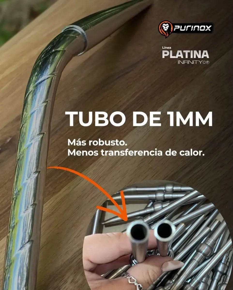Purinox Pico de Loro Cincelado Bombillón-Premium Stainless Steel Mate Straw-Brazilian Yerba Mate Bombilla, Brazil