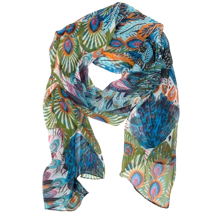 Peacock Pattern Scarf, India