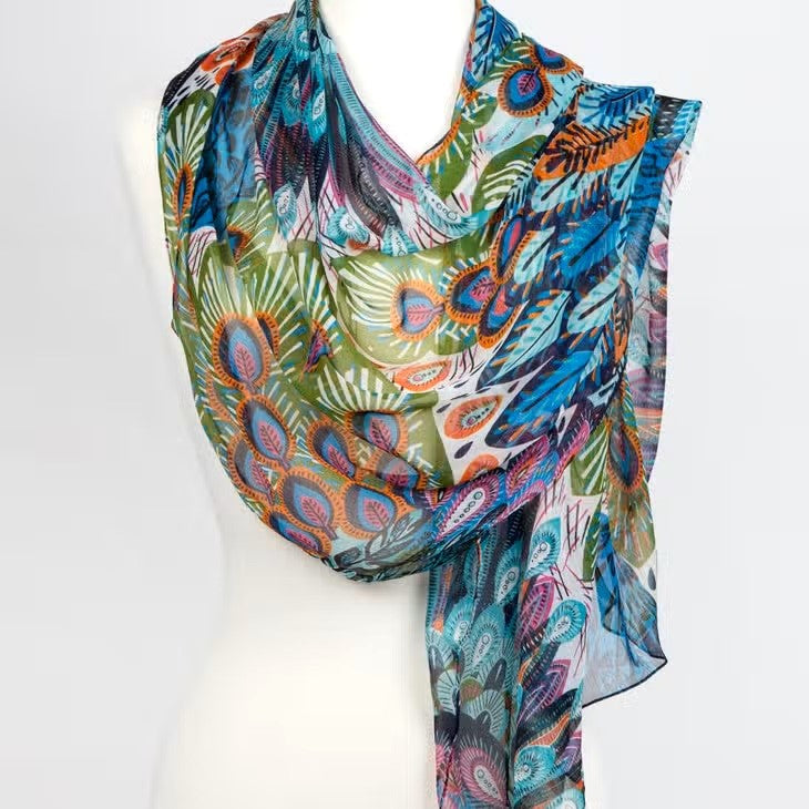 Peacock Pattern Scarf, India