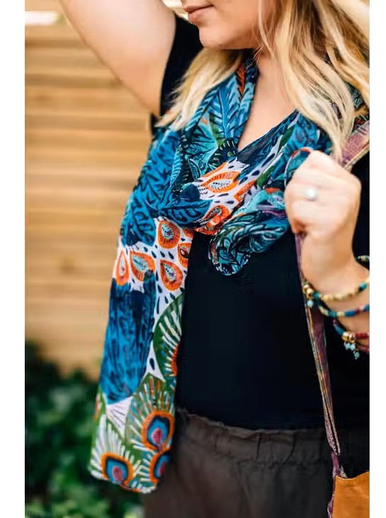 Peacock Pattern Scarf, India