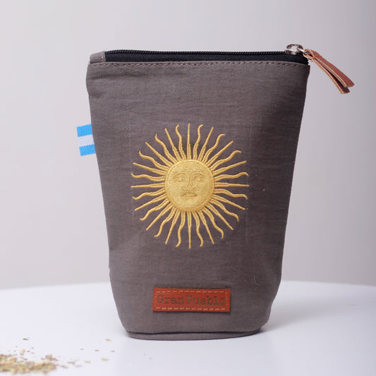 Sun of May Yerba Mate Bag – Handmade, Waterproof, Leather Detail, Yerbero, Argentina