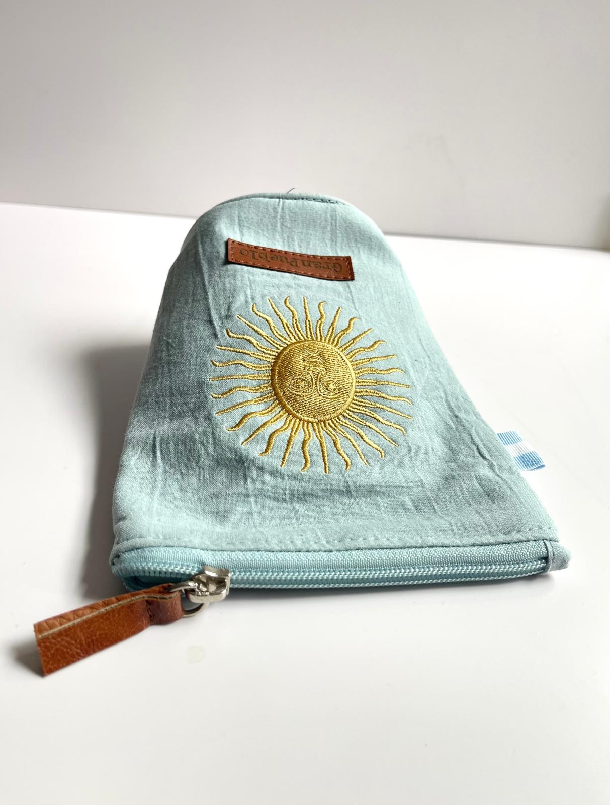 Sun of May Yerba Mate Bag – Celeste,Handmade, Waterproof, Leather Detail, Yerbero, Argentina (Copia)