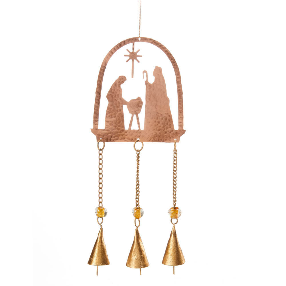 Copper Nativity Chime Ornament, India