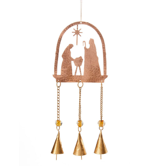 Copper Nativity Chime Ornament, India