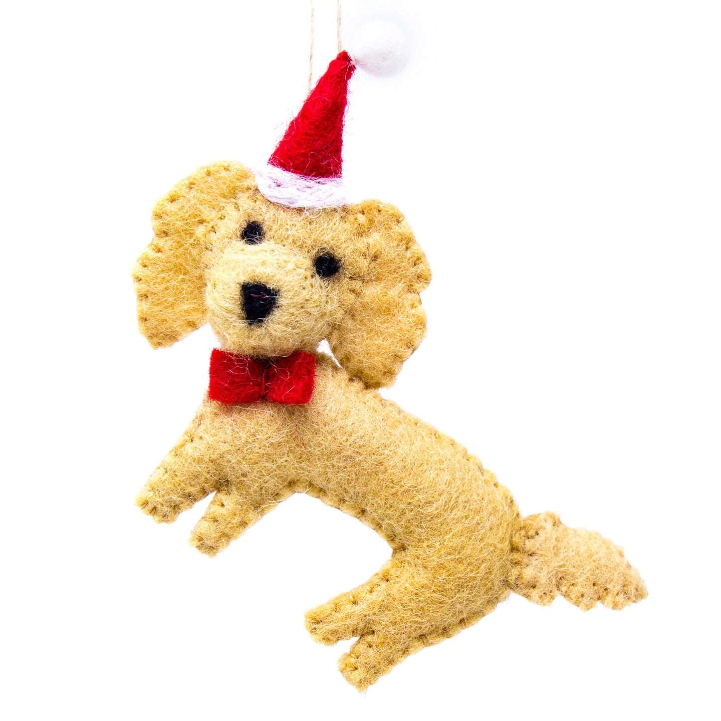 Labradoodle Santa Handmade Felt Ornament, Nepal