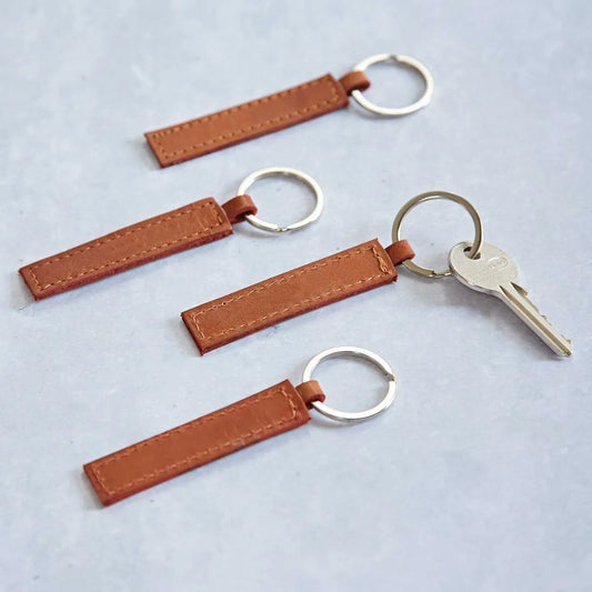 Rectangle Leather Tag Keyring, Nepal