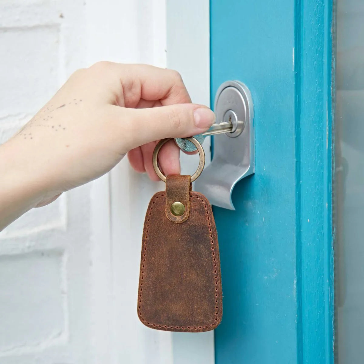 Buffalo Leather Tag Keyring, Nepal