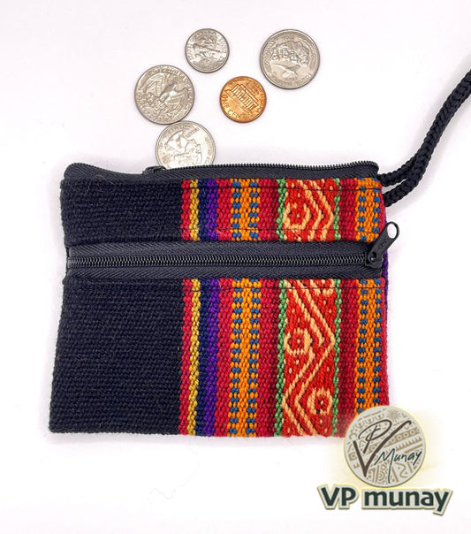 Handcrafted Bolivian Coin Purse - Red Stripes
