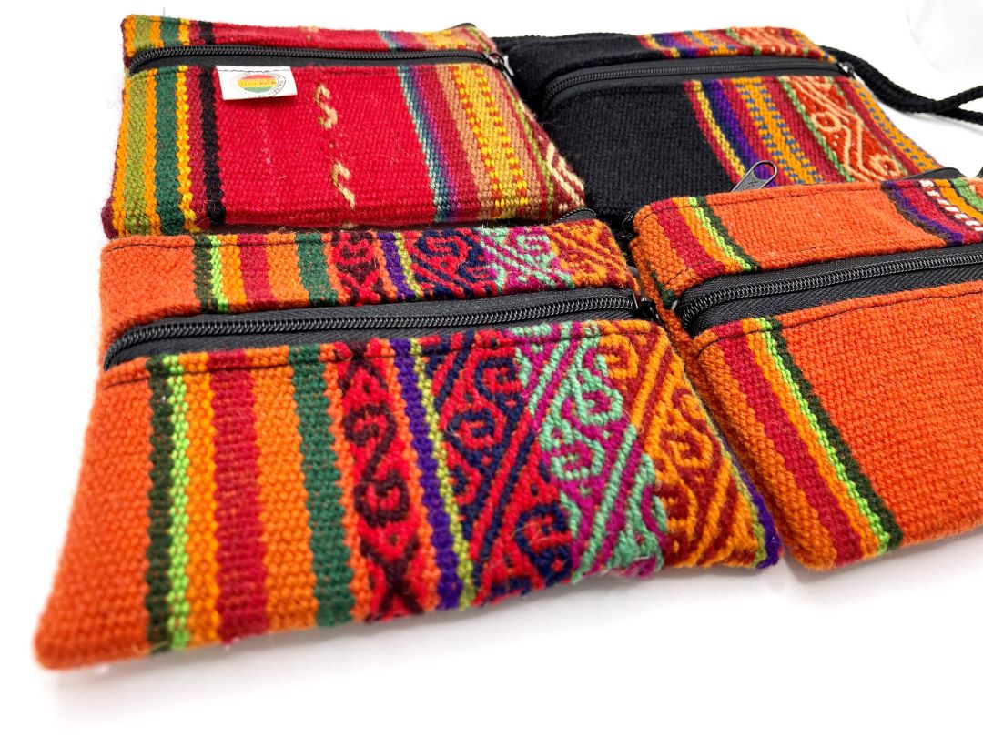 Handcrafted Bolivian Coin Purse - Red Stripes