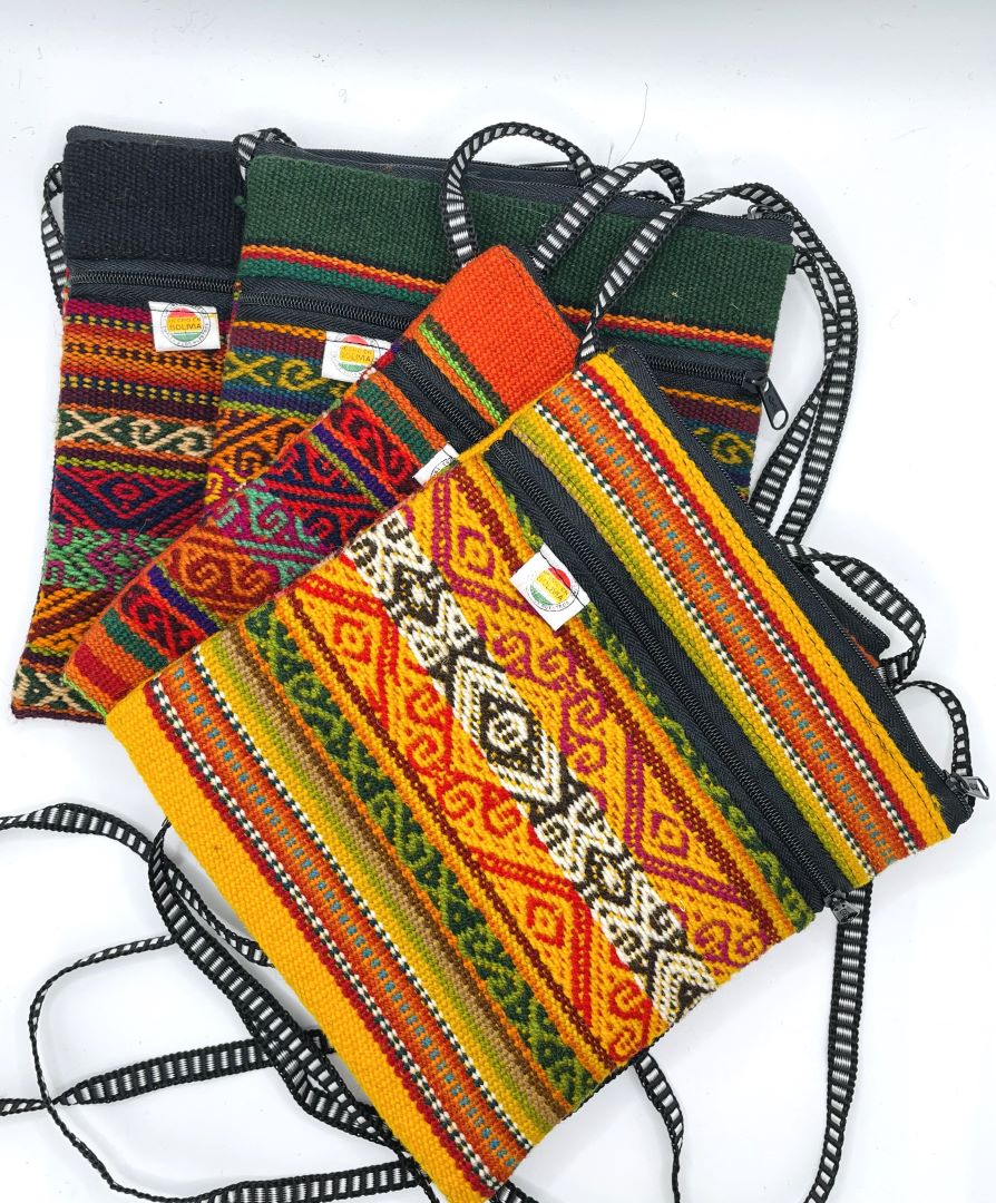 Handcrafted Mustard Cross Body / Passport Bag, Bolivia