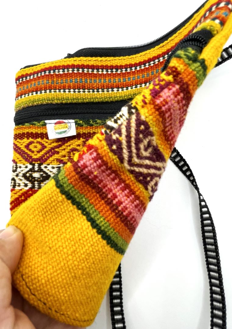 Handcrafted Mustard Cross Body / Passport Bag, Bolivia