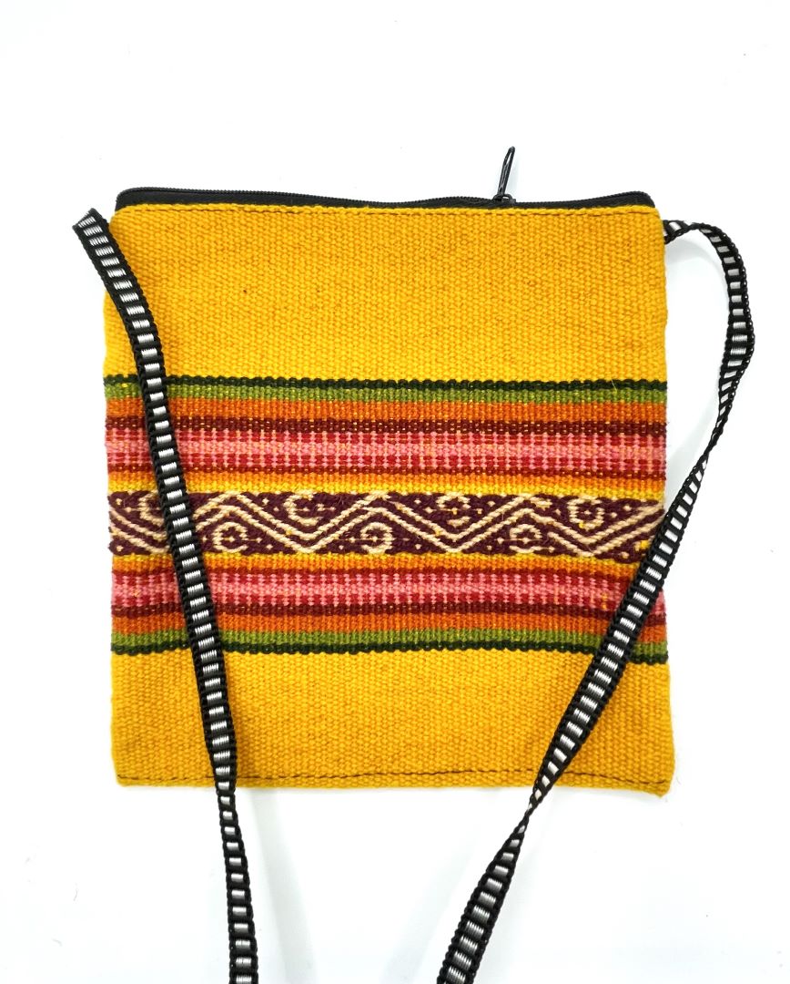 Handcrafted Mustard Cross Body / Passport Bag, Bolivia